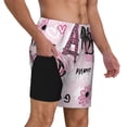 thumbnail image 3 of Picia Eiffel Tower and Butterflies pattern Mens Swim Trunks with Compression Liner Stretch Beach Shorts Quick Dry with Zipper Pockets No-Chafing Board Shorts-, 3 of 9