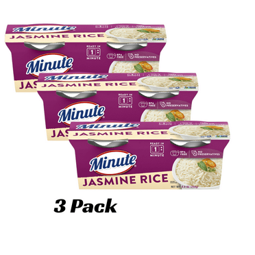(3 pack) Minute Ready-to-Serve Jasmine Rice, Microwaveable Rice Cups, 4.4 oz, 2 Ct