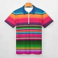 thumbnail image 3 of Mexican Blanket Striped Fiesta Serape Men Zipper T-shirt Summer Casual Short Sleeve T-shirt Top, 3 of 7