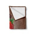 thumbnail image 2 of Fruit Soft Flannel Fleece Throw Blanket, Strawberries Chocolate and Milk Design Drink Ingredients on Brown Ombre Background, Cozy Plush for Indoor and Outdoor Use, 60" x 80", Multicolor, by Ambesonne, 2 of 6