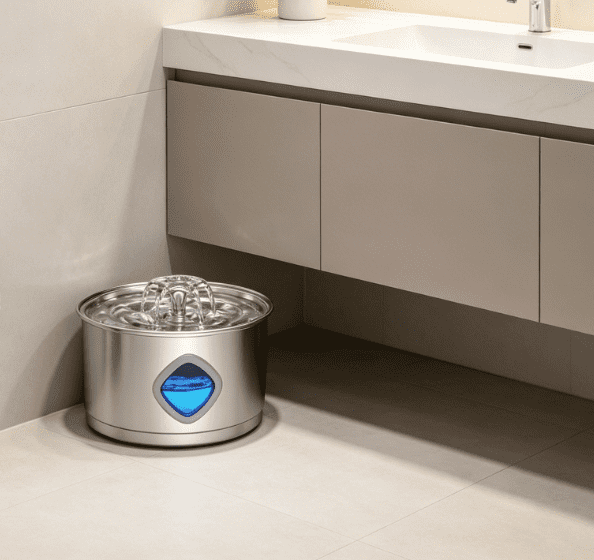 US Standard Adapter Stainless Steel Pet Water Dispenser 2.8L