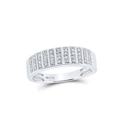 Sterling Silver His Hers Round Diamond Square Matching Wedding Set 5/8 Cttw