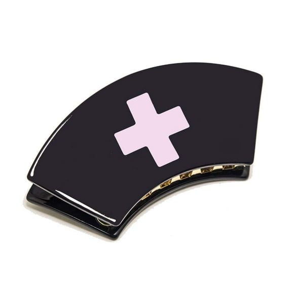 HUGFEGWE Hair Claws Japanese Nurse Cap For Cross Pattern Japanese Nurse Grip Clip Hairclip Lovely Simple All-M Loli CJB91-58175