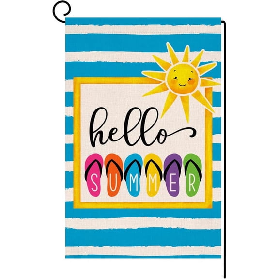 Summer Beach Garden Flag 12x18 Vertical Double Sided Colorful Slippers Holiday Outdoor Burlap Yard Flag BW330