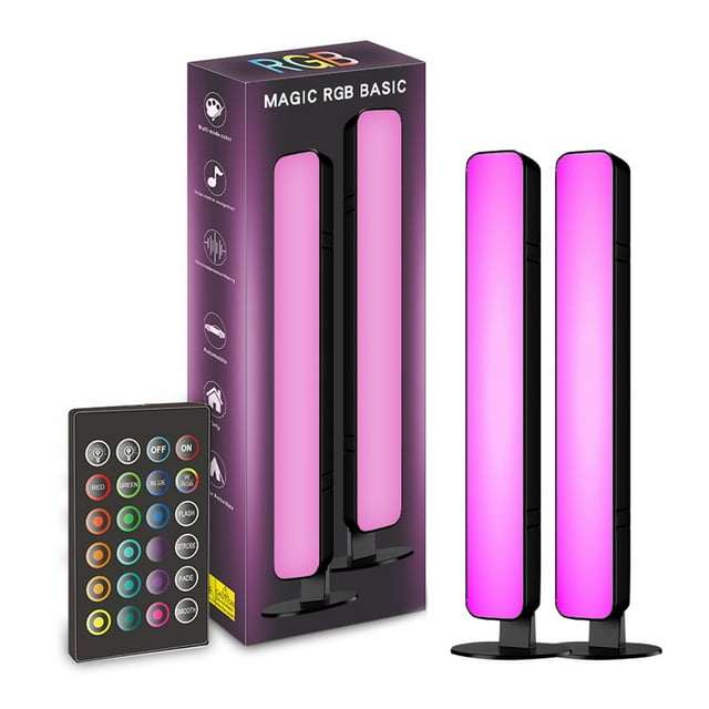 Mistaha Colorful RGB Music Sync Desk Lamp Set with Remote Control - 2 Rechargeable PC Atmosphere Lights, 16 Colors, 4 Brightness Levels, Lightweight & Portable