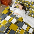 thumbnail image 5 of Feelyou Yellow Geometric Twin Bedding Sets 7-Piece for Adult, Abstract Ombre Bedding Comforter Set, Fashion Rectangle Reversible Sheet Sets, Microfiber Bedroom Decor, 5 of 7