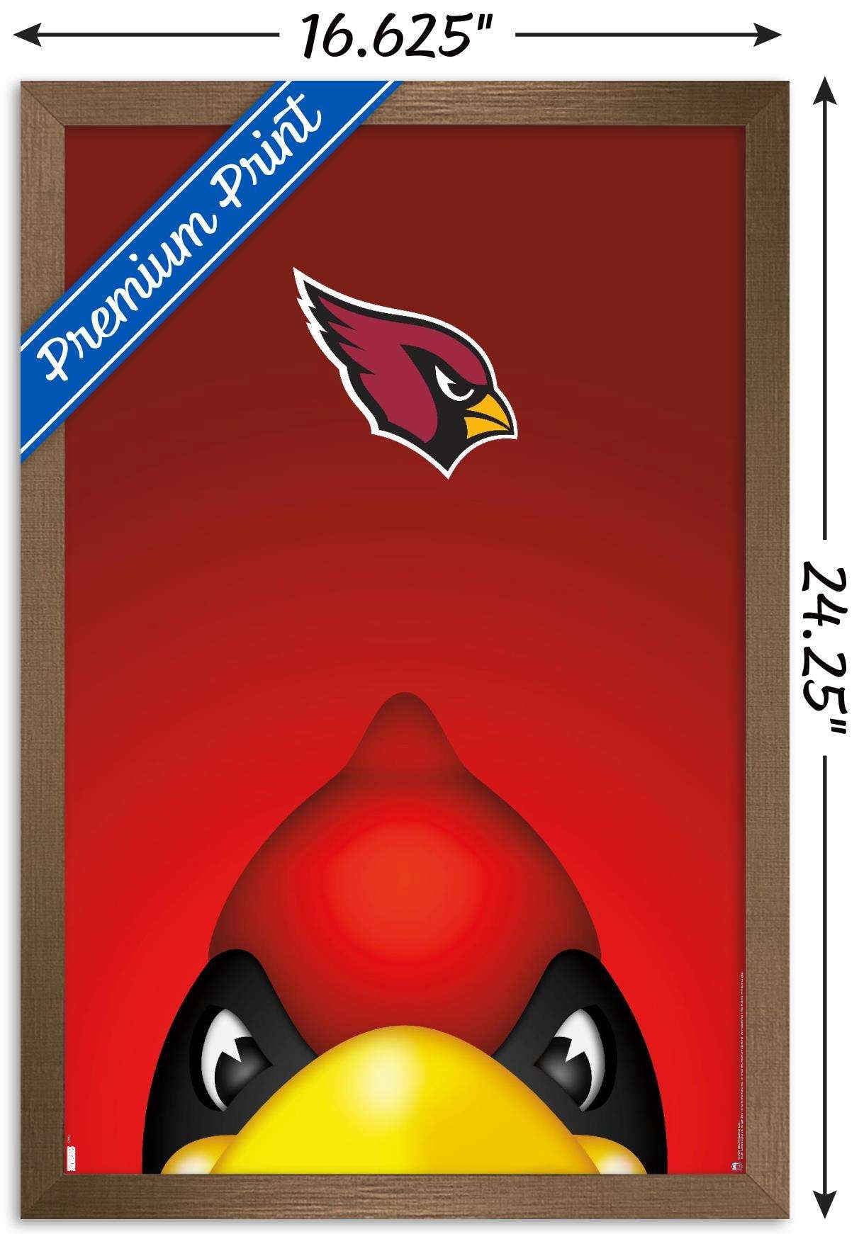 NFL Arizona Cardinals - S. Preston Mascot Big Red 20 Wall Poster, 14.725" x 22.375", Framed