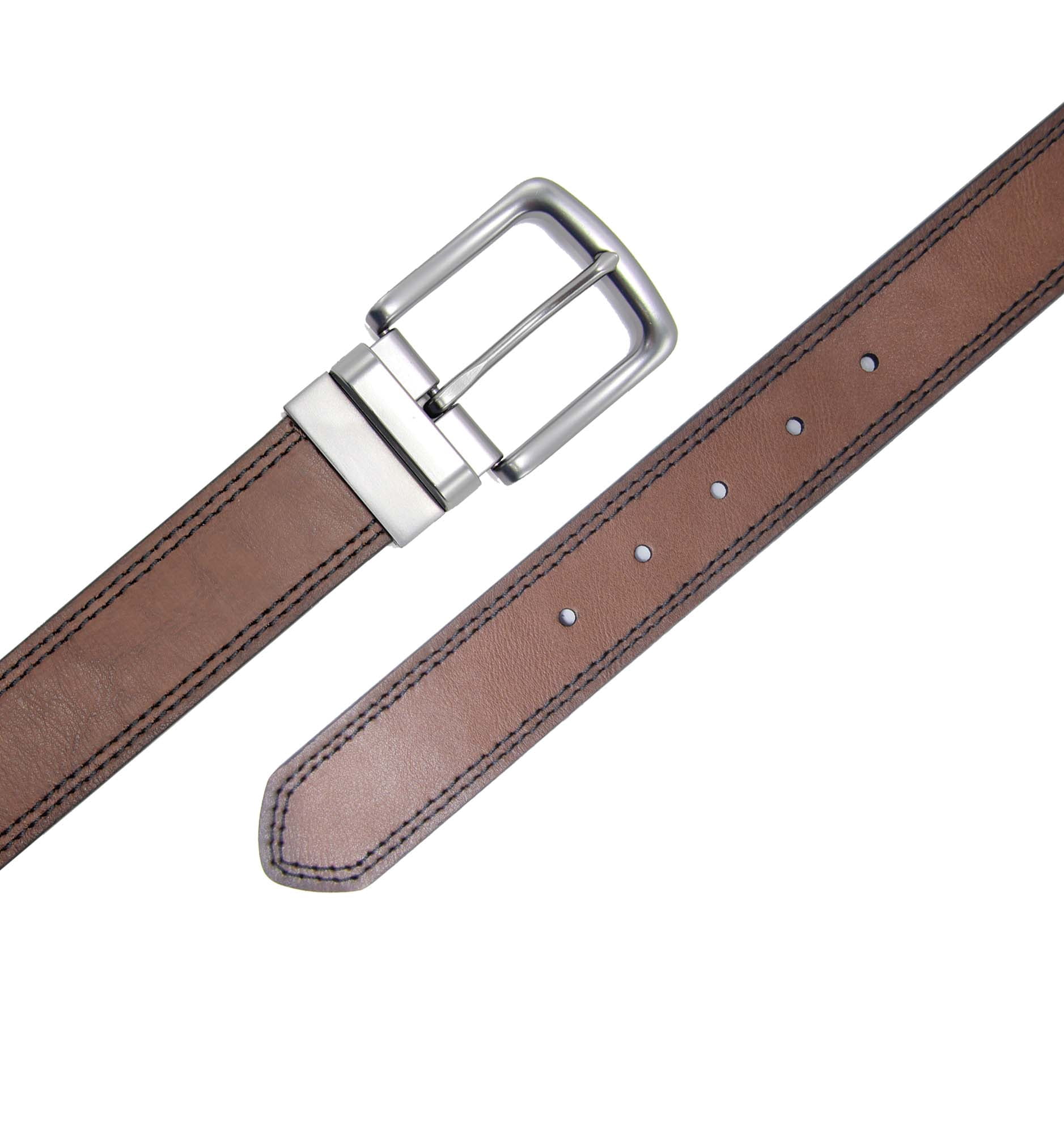 Wrangler Men's Burnished Leather Reversible Belt - Brown to Black