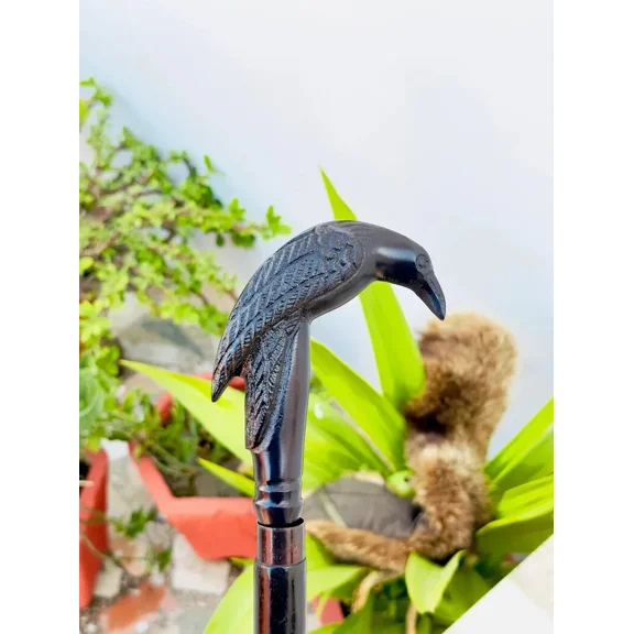 Victorian RAVEN Handcrafted Walking Stick Cane, Raven Crow Handle walking stick.