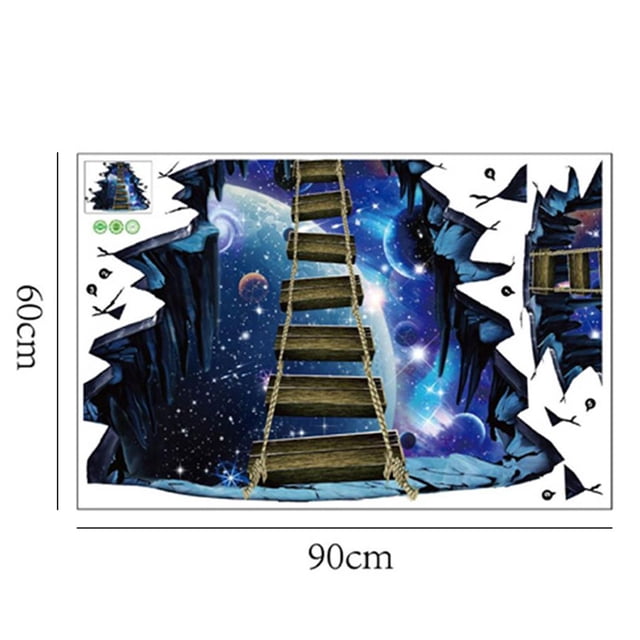 Pegatina De Pared De Espacio Cósmico 3D Autoadhesiva Galaxy Star Bridge Decoración Del Hogar Para Habitación De Niños Calcomanías De Pared De Salón Speravity HA016898-00