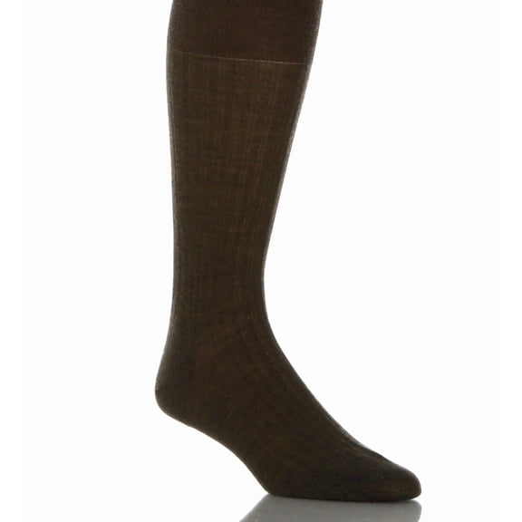 Men's Pantherella 5796 Laburnum Merino Wool 5x3 Rib Dress Sock (Dark Olive L)
