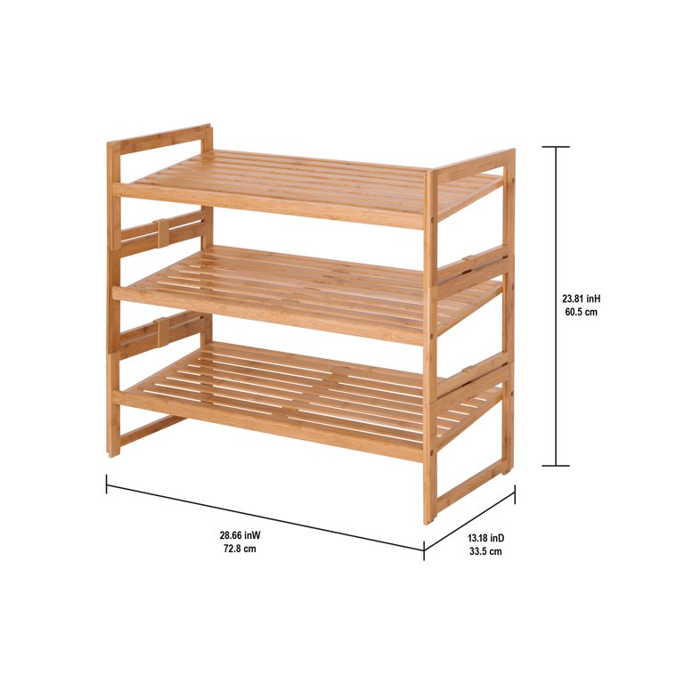 Better Homes & Gardens 3-Tier Bamboo Shoe Rack, Holds 9 Pairs