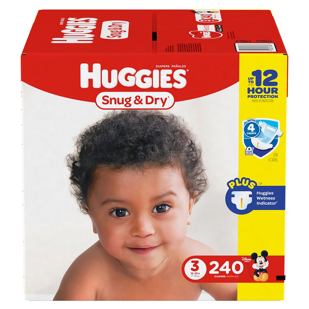 HUGGIES Snug & Dry Diapers, Size 3 , for 16 28 lbs.., One Month