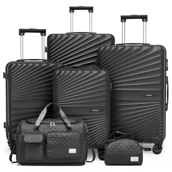 Joyway 6 Piece Hardshell Luggage Set with Spinner Wheels TSA Lock and Scratch-Resistant Finish Durable Lightweight Suitcases(Tote bags in mixed styles)