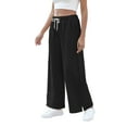 thumbnail image 6 of TEMOFON Womens Baggy Wide Leg Palazzo Pants Fall Casual Loose Drawstring Elastic Waisted Lounge Trousers with Pockets, 6 of 7