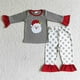 thumbnail image 2 of Ropa de Boutique para niños, pijamas con bordado navideño de Papá Noel, mangas Rojas, grises, traje de niña, pantalones de lunares, conjunto para niños, 2 of 4