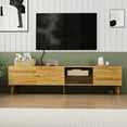 thumbnail image 2 of Paproos TV Stand for 70 inch TV, Mid Century TV Cabinet with 3 Doors, TV Console Table with Storage Cabinets, Media Console Table Entertainment Center with Open Shelve for Living Room, Office, Oak, 2 of 7