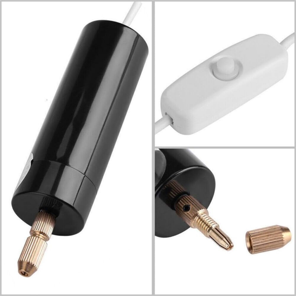 Electric Hand Drill Tools Set, Mini Electric Drill With Usb Cable, Round Drill Body, Wrench, 10 Twist Drill Bits, 100 Eye Screws, 11000rpm Idle Speed Jewelry Drill Set