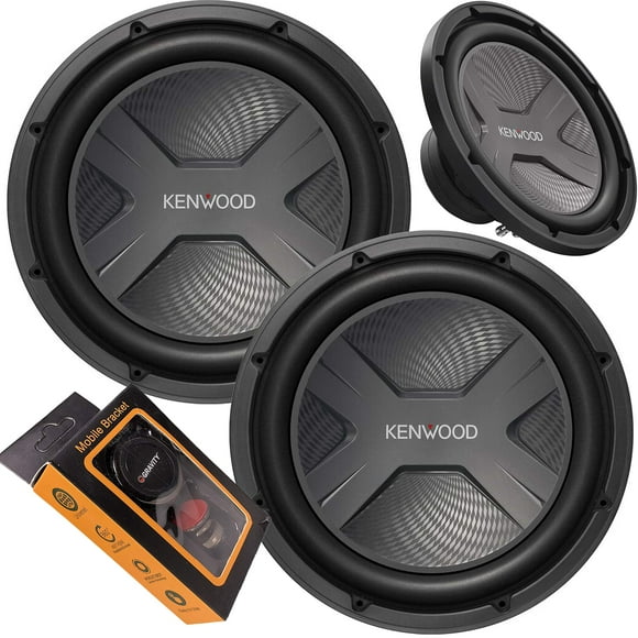 Pair of Kenwood KFC-W3041 12" 4 Ohm 2000W Car Subwoofer (2 Pieces) with Gravity Magnet Phone Holder Bundle