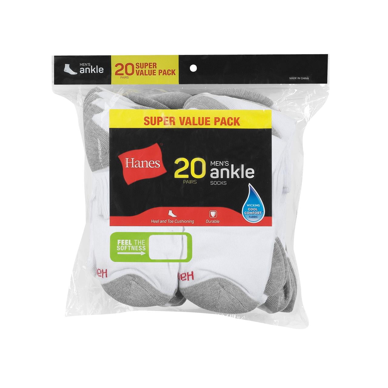 Hanes Men's Lightweight Comfort Super Value Ankle Socks - 20Pk