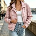 thumbnail image 5 of cocolona Womens Trendy Jacket Long Sleeve Zipper Polka Dot Printed Cropped Coat Loose Casual Cute Fall Outerwear with Pocket, 5 of 7