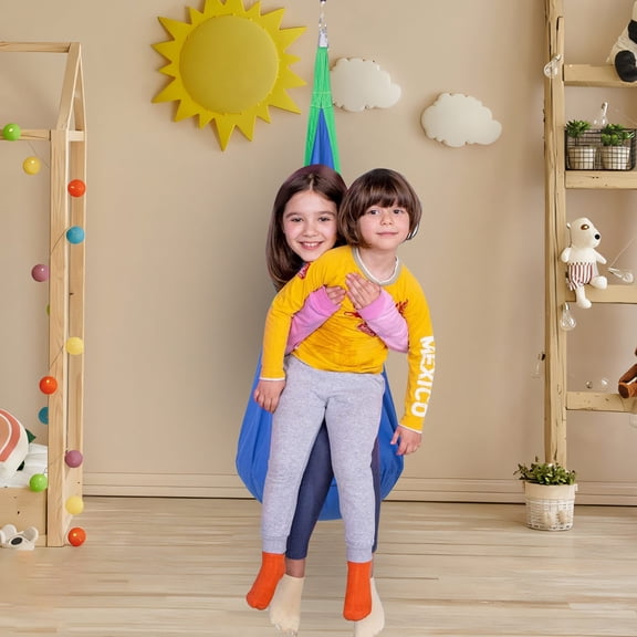 Xloro Pod Swing Hanging Chair Sensory Swing with Inflatable Pillow Indoor Outdoor Hammock Seat for Relaxing Calming Support for Bedroom Porch & Backyard (1Pc 28"x59")