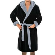 Mens Fleece Hooded Bathrobe Towel Warm Lounge Wear Housecoat Dressing Gown Robe