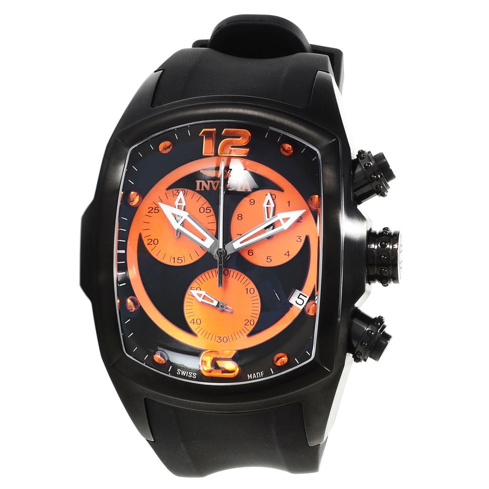 Invicta Men s 14014 Lupah Revolution Orange Black Dial Chronograph Rubber Strap Watch