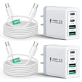 thumbnail image 1 of Bloque de cargador USB C Aiminu de 40 W, 4 puertos con cable USB-C de 6 pies, paquete de 2, 1 of 8