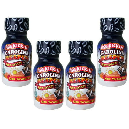 Ass Kickin’ Carolina Reaper Hot Sauce – Travel Size 3/4 oz, Pack of 4