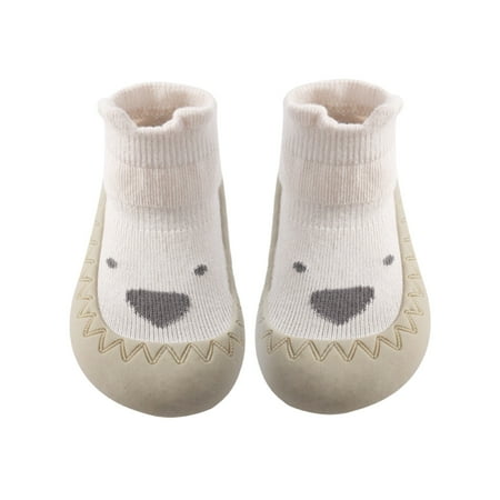 

ESASSALY Baby Sock Shoes Animal Rubber Sole Non-Skid Indoor First Walking Shoes