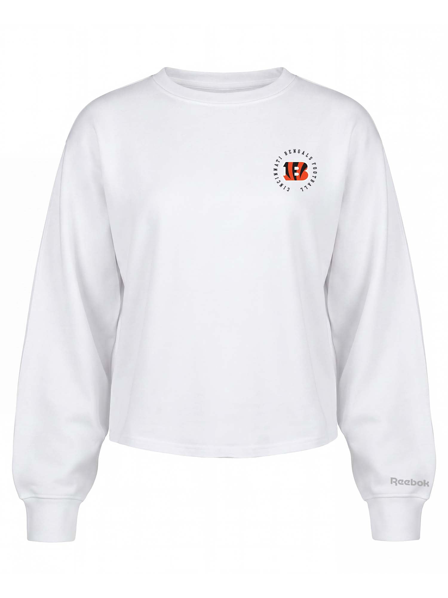 Cincinnati Bengals Reebok Womens White Heavyweight Cotton Long Sleeve Pullover