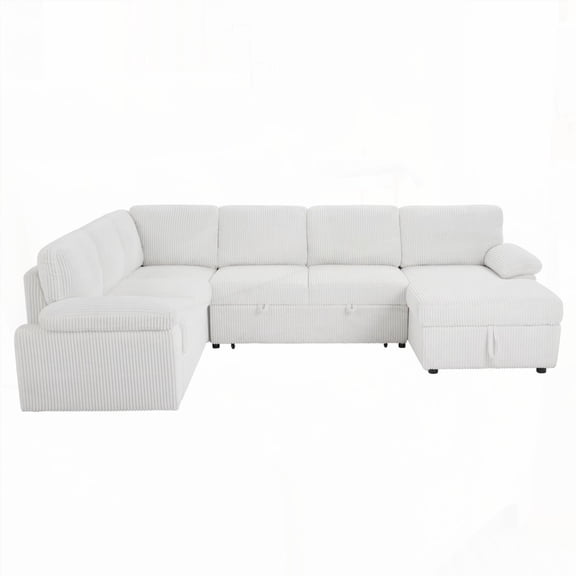 Modular Storage Sectional Sofa Couch for Home, Apartment & Office - Corduroy Upholstered Deep Seat with Free L/U Shape & Convertible Sleeper