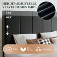 thumbnail image 3 of Amolife Full Dutch Velvet Upholstered Platform Bed Frame with a Vertical-Channel-Tufted, Adjustable Headboard, Black, 3 of 8