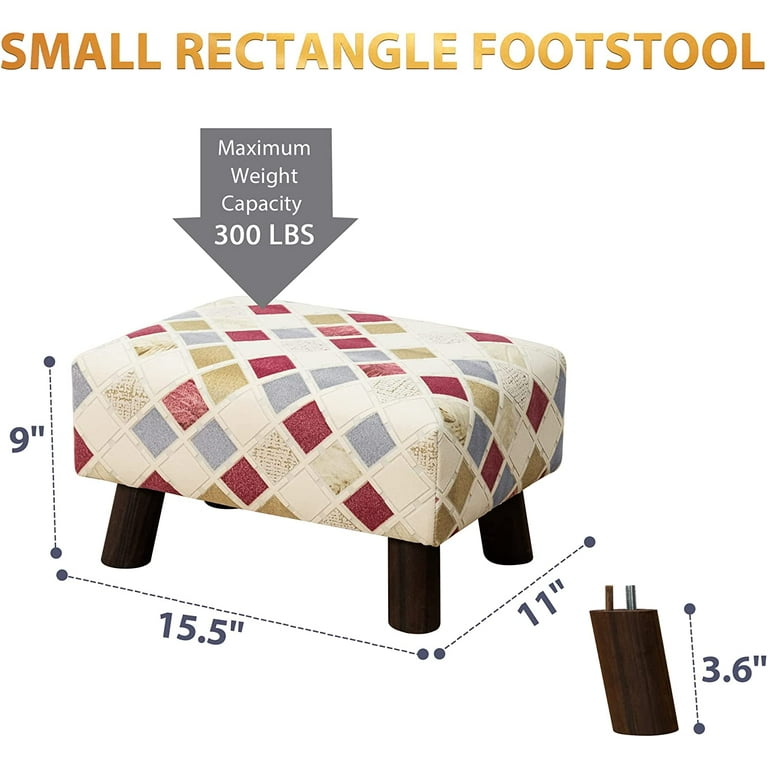 Small Rectangle Foot Stool, Velvet Fabric Footrest Ottoman Stool with  Non-Skid Plastic Legs, Modern Footstools Step for Couch, Desk, Office,  Living