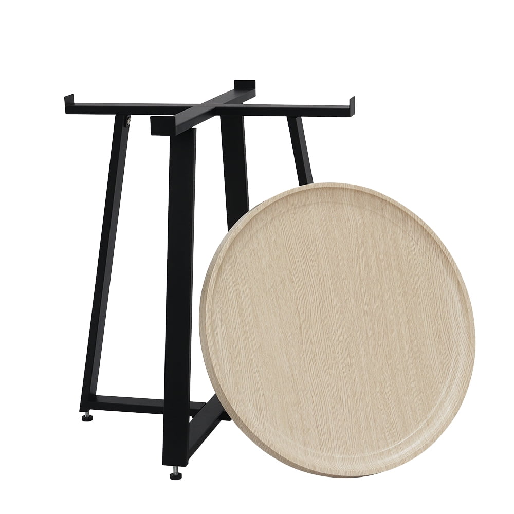 Abble Round Manufactured Wood End Table, Oak