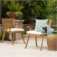 thumbnail image 4 of JERFIT 2-Piece Outdoor Dining Chairs Set with Cushions, Acacia Wood Armchairs for Patio Garden Poolside, Teak Finish & Cream Waterproof Fabric, 4 of 10