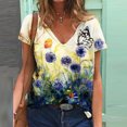 thumbnail image 2 of Moda mujer casual manga corta cuello redondo impreso tops sueltos blusa Pompotops hkajfhjk464675, 2 of 7