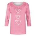 thumbnail image 4 of Ruimatai Women's Casual Printed Round Neck Three Quarter Sleeve T-Shirt Loose Fit Blouse Top for Comfortable Daily Wear, 4 of 5
