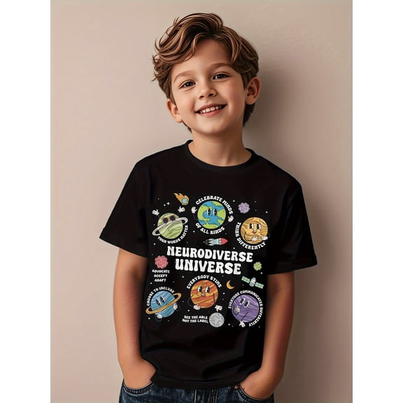 trendy cool graphic t shirt for kids featuring neurodiversity and awareness