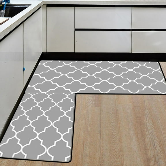 PPLoney Cushioned Kitchen Mats 2-Pack, Non-Slip Waterproof Floor Mats for Home, Office, Ergonomic Anti-Fatigue Kitchen Rugs, Durable and Stain-Resistant Design