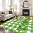 thumbnail image 2 of Large Area Rugs for Living Room Bedroom, St. Patrick's Day 8'x10' Rug Washable Carpet Runner Indoor Outdoor, Shamrock Grasses Sage Green Plaid Non Slip Floor Mats Rug for Kitchen, Patio, 2 of 8