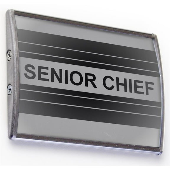 Office Wall/Door Sign, 3.1"W x 4.3"H x 0.5"D, Silver Aluminum with Non-glare Lens, No Tools Required - Set of 7 (WCSSLV34)