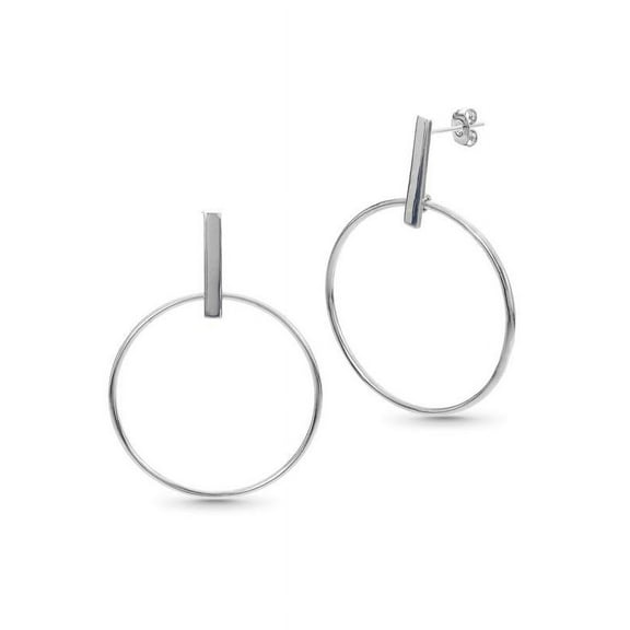 Sterling Silver Polished Circle Drop Post Earrings