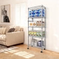 thumbnail image 4 of QinaQin 61 Inch Rolling Storage Rack, 5 Tier Adjustable Metal Mesh Shelf with Wheels and Handles for Kitchen or Garage, 4 of 8