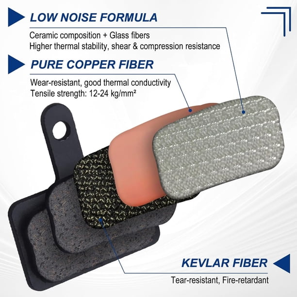 4 Plaquettes De Frein Vélo Semi-métalliques Résine – Silencieuses, Résistantes à La Chaleur, Puissance De Freinage Optimale Pour VTT Et Freins à Disque