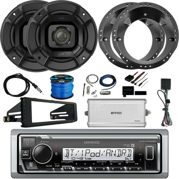 Kenwood KMRM325BT Marine Digital Media Bluetooth Receiver, 2 x Polk