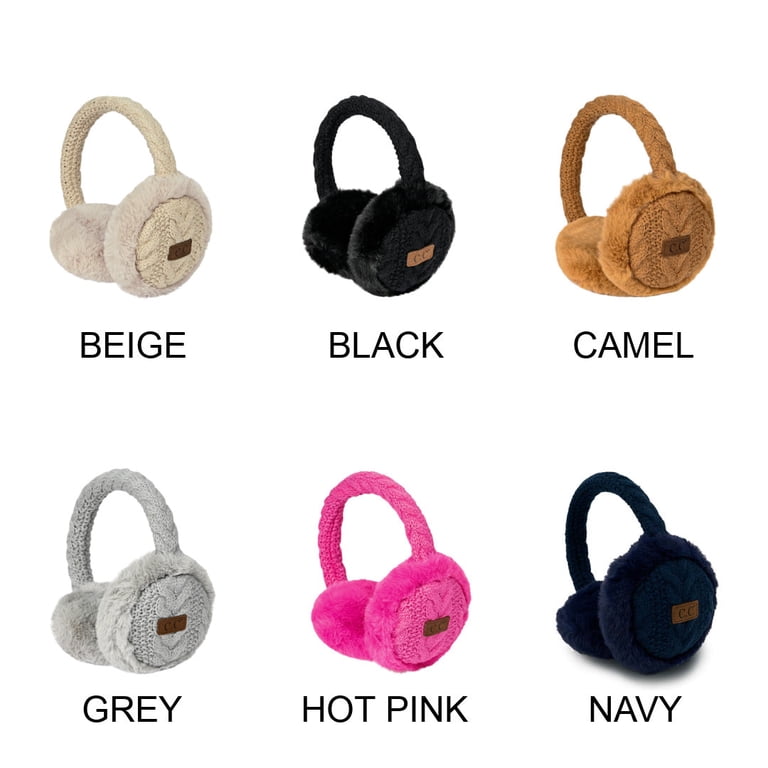 C.C Cable Knit Winter Earmuffs Adjustable Ear Covers for  display picture 2