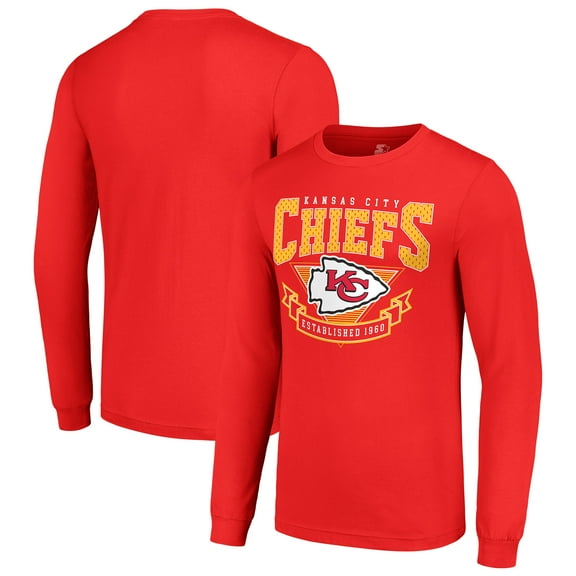 Men's Starter Red Kansas City Chiefs '80s Inspired Team Logo Long Sleeve T-Shirt