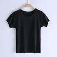 thumbnail image 3 of Girls Short Sleeve T-shirt Ice Silk Breathable Tops Summer Solid Tees (Black 11-12), 3 of 6